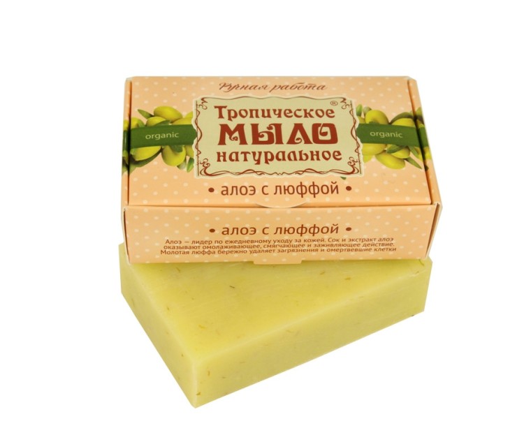 Мыло на оливковом масле Алоэ с люффой 100г