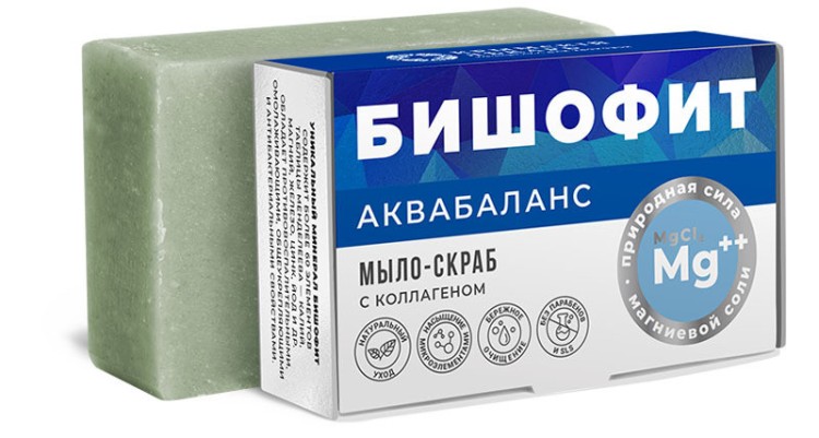 Мыло-скраб БИШОФИТ АКВАБАЛАНС с коллагеном БШ: 100г Мыло-скраб БИШОФИТ АКВАБАЛАНС с коллагеном БШ: 100г
