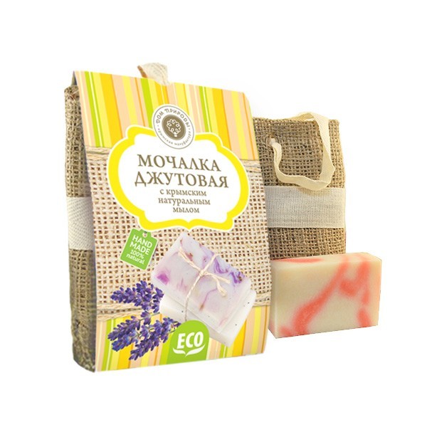 Мочалка джутовая с мылом Роза 100г Мочалка джутовая с мылом Роза 100г