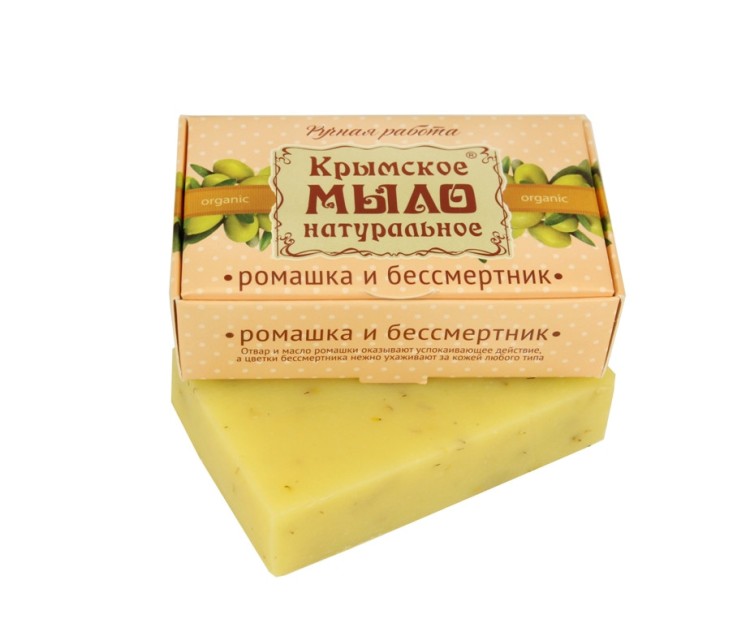 Мыло на оливковом масле Ромашка и бессмертник 100г Мыло на оливковом масле Ромашка и бессмертник 100г